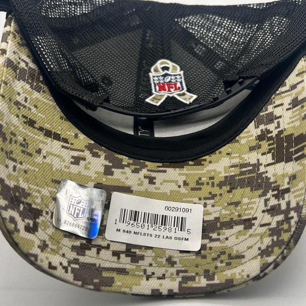 Las Vegas Raiders New Era 2022 Salute To Service 9FORTY Snapback Trucker Hat NEW - Picture 6 of 6